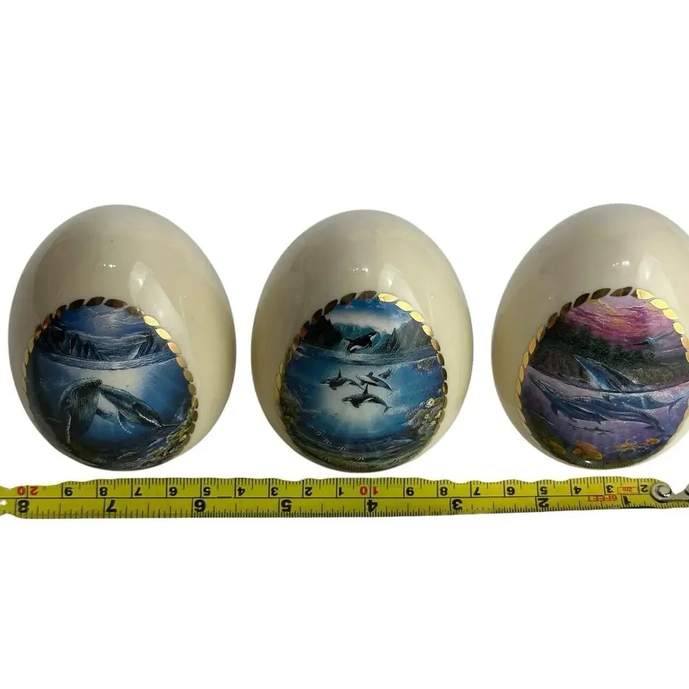 Set of 3 Robert Lyn Nelson Porcelain Eggs Splendors of the Sea Series